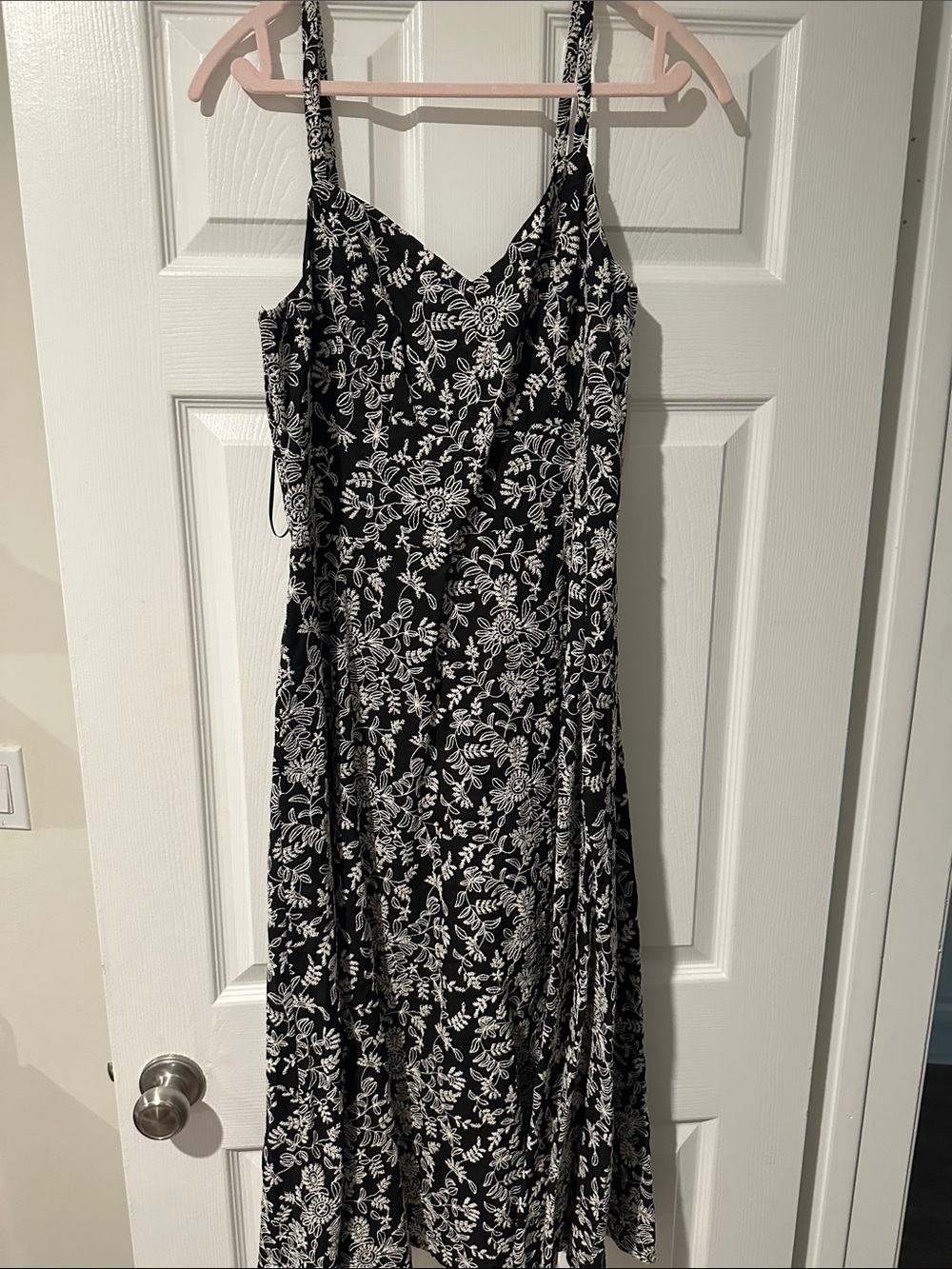 Aqua Black & White Floral Midi Dress